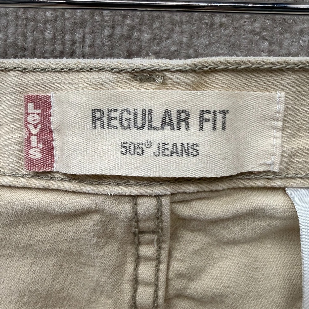 Levis 505 Jeans Mens 36x34 Tan Regular Fit Straight Leg Classic - Picture 4 of 11